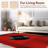 Ultra Soft Area Rug, Non Slip, Stain Resistant, Washable Area Rugs for Living Room, Bedroom, Stylish Black and White Pattern(Red)