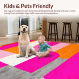 Ultra Soft Area Rug, Non Slip, Stain Resistant, Washable Area Rugs for Living Room, Bedroom, Elegant Fluid Organic Shapes(Orange)