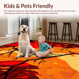 Ultra Soft Area Rug, Non Slip, Stain Resistant, Washable Area Rugs for Living Room, Bedroom, Edgy Cracked Surface Artistic Flair(Orange)
