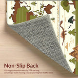 Beige with Retro Dinosaur Prints and Global Cartography(Green)