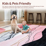 Ultra Soft Area Rug, Non Slip, Stain Resistant, Washable Area Rugs for Living Room, Bedroom, Chic Geometric Soft Surface(Pink)