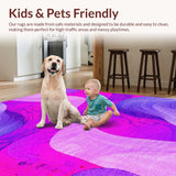 Ultra Soft Area Rug, Non Slip, Stain Resistant, Washable Area Rugs for Living Room, Bedroom, Lively Pastel Shag Design(Purple)