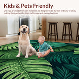 Ultra Soft Area Rug, Non Slip, Stain Resistant, Washable Area Rugs for Living Room, Bedroom, Soft Fluffy Monstera Inspired Theme(Green)