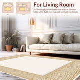 Basketweave Inspired with Interlocking Square Border(Beige)