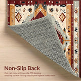 Ultra Soft Area Rug, Non Slip, Stain Resistant, Washable Area Rugs for Living Room, Bedroom, Desert Sunset Medallion Area with Tribal Geometric(Brown)