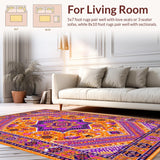 Ultra Soft Area Rug, Non Slip, Stain Resistant, Washable Area Rugs for Living Room, Bedroom, Exotic Tiled Color Splash(Orange)