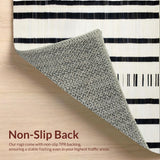 Ultra Soft Area Rug, Non Slip, Stain Resistant, Washable Area Rugs for Living Room, Bedroom, Chic Striped Minimalist Aesthetic(Black)