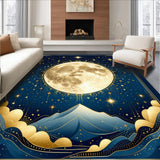 Ultra Soft Area Rug, Non Slip, Stain Resistant, Washable Area Rugs for Living Room, Bedroom, Vibrant Cosmic Swirl Aesthetic(Gold)