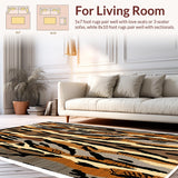 Ultra Soft Area Rug, Non Slip, Stain Resistant, Washable Area Rugs for Living Room, Bedroom, Irregular Animal Print Bedroom Faux Fur Carpet(Yellow)