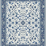 Ultra Soft Area Rug, Non Slip, Stain Resistant, Washable Area Rugs for Living Room, Bedroom, Contemporary Light Blue Blossom Patterns(White)