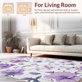 Ultra Soft Area Rug, Non Slip, Stain Resistant, Washable Area Rugs for Living Room, Bedroom, Elegant Round Soft Pastel Motif(Purple)