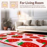 Ultra Soft Area Rug, Non Slip, Stain Resistant, Washable Area Rugs for Living Room, Bedroom, Soft Absorbent Retro Fruit Pattern(Red)