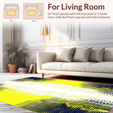 Ultra Soft Area Rug, Non Slip, Stain Resistant, Washable Area Rugs for Living Room, Bedroom, Vibrant Sunburst Patterned Mat(Yellow)