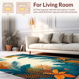 Ultra Soft Area Rug, Non Slip, Stain Resistant, Washable Area Rugs for Living Room, Bedroom, Whimsical Botanical Trellis Style(Orange)