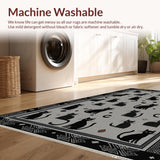 Ultra Soft Area Rug, Non Slip, Stain Resistant, Washable Area Rugs for Living Room, Bedroom, Fun Playful Animal Theme Decor(Black)