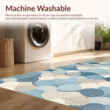 Ultra Soft Area Rug, Non Slip, Stain Resistant, Washable Area Rugs for Living Room, Bedroom, Unique Handcrafted Boho Elegance(Blue)