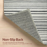 Contemporary Narrow and Wide Stripe with Crisp Black White Banding(Beige)