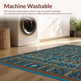Ultra Soft Area Rug, Non Slip, Stain Resistant, Washable Area Rugs for Living Room, Bedroom, Boho Vintage with Deep Blue and Brown Accents(Blue)