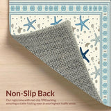 Ultra Soft Area Rug, Non Slip, Stain Resistant, Washable Area Rugs for Living Room, Bedroom, Summer Starfish Coastal Area Beige Blue White Design(Beige)