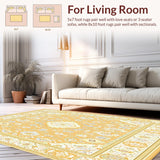 Ultra Soft Area Rug, Non Slip, Stain Resistant, Washable Area Rugs for Living Room, Bedroom, Heritage Collection Area with Traditional Floral Medallion Design(Beige)