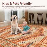 Ultra Soft Area Rug, Non Slip, Stain Resistant, Washable Area Rugs for Living Room, Bedroom, Warm Toned Rustic Woven Elegance(Orange)