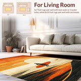 Ultra Soft Area Rug, Non Slip, Stain Resistant, Washable Area Rugs for Living Room, Bedroom, Surf Up! Decorative Rug Coastal Getaway Carpet(Orange)