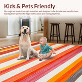 Ultra Soft Area Rug, Non Slip, Stain Resistant, Washable Area Rugs for Living Room, Bedroom, Cozy Earthy Tones Geometric Fusion(Red)