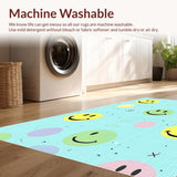 Ultra Soft Area Rug, Non Slip, Stain Resistant, Washable Area Rugs for Living Room, Bedroom, Bright Joyful Graphic Aesthetic(Blue)