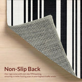 Ultra Soft Area Rug, Non Slip, Stain Resistant, Washable Area Rugs for Living Room, Bedroom, Modern Black White Stripe Rug Geometric Patterned(Black)