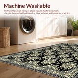 Ultra Soft Area Rug, Non Slip, Stain Resistant, Washable Area Rugs for Living Room, Bedroom, Sophisticated Monochrome Medallion(Black)