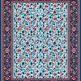 Ultra Soft Area Rug, Non Slip, Stain Resistant, Washable Area Rugs for Living Room, Bedroom, Serene Outdoor Multicolor Botanical Style(Blue)