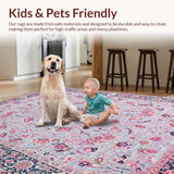 Ultra Soft Area Rug, Non Slip, Stain Resistant, Washable Area Rugs for Living Room, Bedroom, Whimsical Pastel Floral Aesthetic(Blue)
