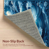 Ultra Soft Area Rug, Non Slip, Stain Resistant, Washable Area Rugs for Living Room, Bedroom, Large Area Rug for Deck Ocean Wave Design(Blue)