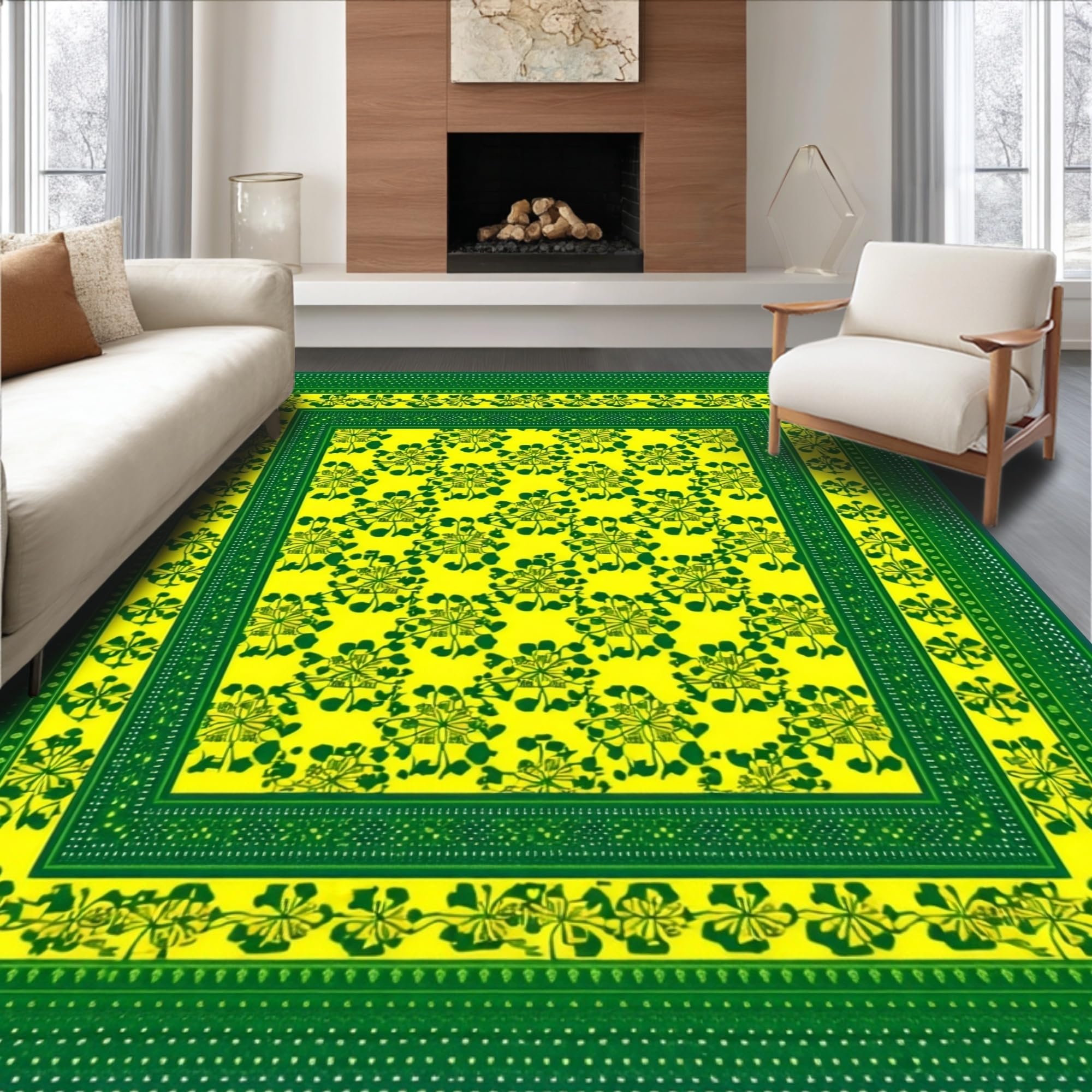 53.5×100 \"Lucky clover” ViNTAGE RUG Cozy Lucky Clover Pattern Rug – ODIKA