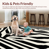 Ultra Soft Area Rug, Non Slip, Stain Resistant, Washable Area Rugs for Living Room, Bedroom, Contemporary Zebra Print Elegance(Black)