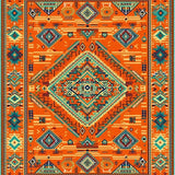 Ultra Soft Area Rug, Non Slip, Stain Resistant, Washable Area Rugs for Living Room, Bedroom, Artistic Bright Mosaic Arrangement(Orange)