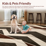 Ultra Soft Area Rug, Non Slip, Stain Resistant, Washable Area Rugs for Living Room, Bedroom, Modern Cream Chevron(Gray)