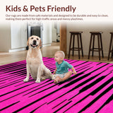 Ultra Soft Area Rug, Non Slip, Stain Resistant, Washable Area Rugs for Living Room, Bedroom, Vibrant Graphic Zebra Pattern(Pink)