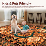 Ultra Soft Area Rug, Non Slip, Stain Resistant, Washable Area Rugs for Living Room, Bedroom, Cozy Floral Inspired Runner(Orange)