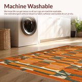 Ultra Soft Area Rug, Non Slip, Stain Resistant, Washable Area Rugs for Living Room, Bedroom, Retro Eclectic Abstract Composition(Orange)