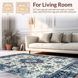 Ultra Soft Area Rug, Non Slip, Stain Resistant, Washable Area Rugs for Living Room, Bedroom, Luxurious Vintage Diamond Pattern(White)
