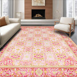 Ultra Soft Area Rug, Non Slip, Stain Resistant, Washable Area Rugs for Living Room, Bedroom, Sophisticated Muted Color Block Design(Pink)