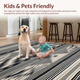Ultra Soft Area Rug, Non Slip, Stain Resistant, Washable Area Rugs for Living Room, Bedroom, Chic Diamond Stripe Motif(Black)