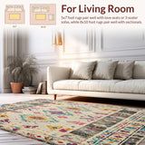 Over Dyed Southwestern Border Area with Beige Geometric Art(White)