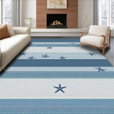 Ultra Soft Area Rug, Non Slip, Stain Resistant, Washable Area Rugs for Living Room, Bedroom, Contemporary Blue Nautical Motif(Blue)