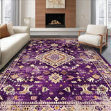 Ultra Soft Area Rug, Non Slip, Stain Resistant, Washable Area Rugs for Living Room, Bedroom, Stylish Symmetrical Floral Design(Purple)