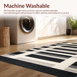 Ultra Soft Area Rug, Non Slip, Stain Resistant, Washable Area Rugs for Living Room, Bedroom, Sophisticated Striped Artful Arrangement(Beige)