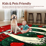 Ultra Soft Area Rug, Non Slip, Stain Resistant, Washable Area Rugs for Living Room, Bedroom, Enchanting Colorful Fungi Artwork(Red)