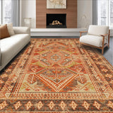 Ultra Soft Area Rug, Non Slip, Stain Resistant, Washable Area Rugs for Living Room, Bedroom, Chic Ogee Inspired Composition(Brown)