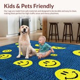 Ultra Soft Area Rug, Non Slip, Stain Resistant, Washable Area Rugs for Living Room, Bedroom, Funky Abstract Happy Design(Blue)